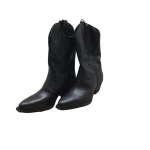 Steve Madden Ladies Western Black Leather Boot Size 9M Style #20LB03S1